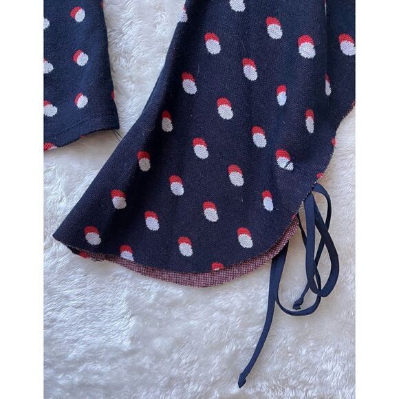 BCBGeneration Blue, Red & White Polka Dot Flutter Sleeves Mock Neck Crop Top - Picture 13 of 16